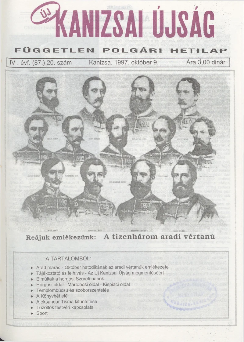 Új Kanizsai Újság, 4. évf. 1997. október 9. 20. sz.