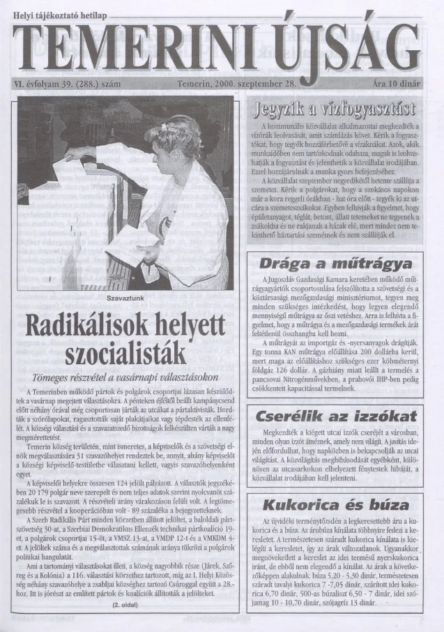 Temerini Újság, 6. évf. 2000. szeptember 28. 39. sz.
