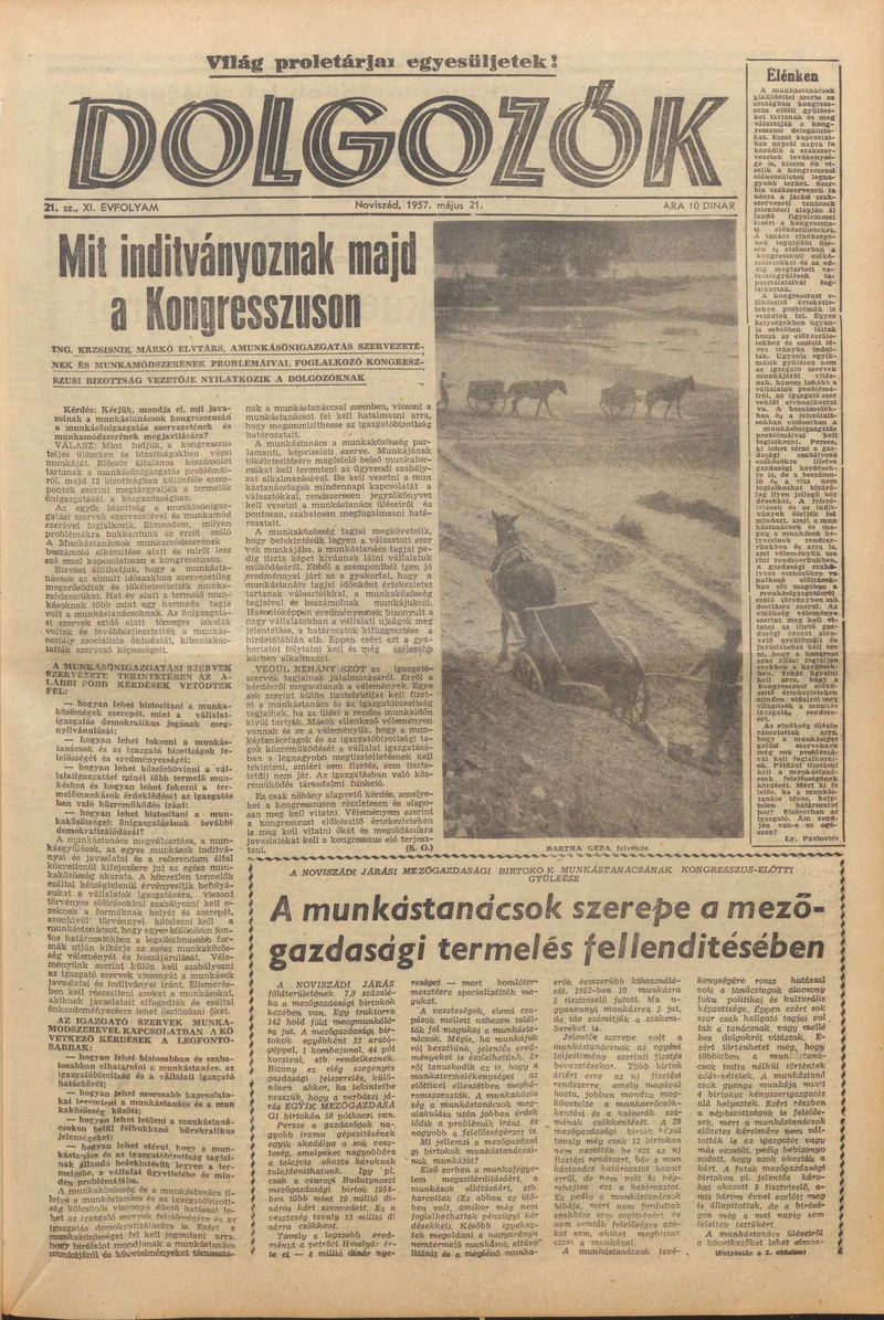 Dolgozók, 11. évf. 1957. május 21. 21. sz.