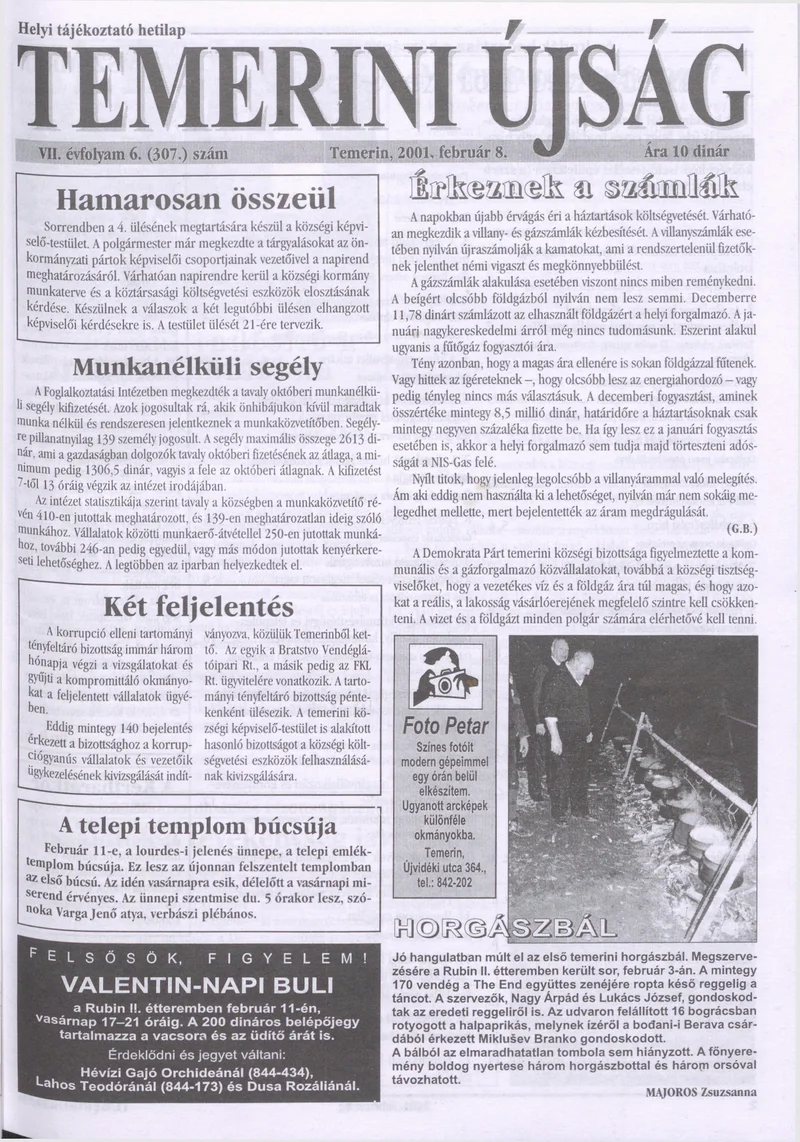 Temerini Újság, 7. évf. 2001. február 8. 6. sz.