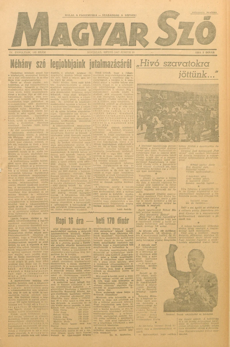 Magyar Szó, 4. évf. 1947. június 30. 162. sz. 1–4. oldal