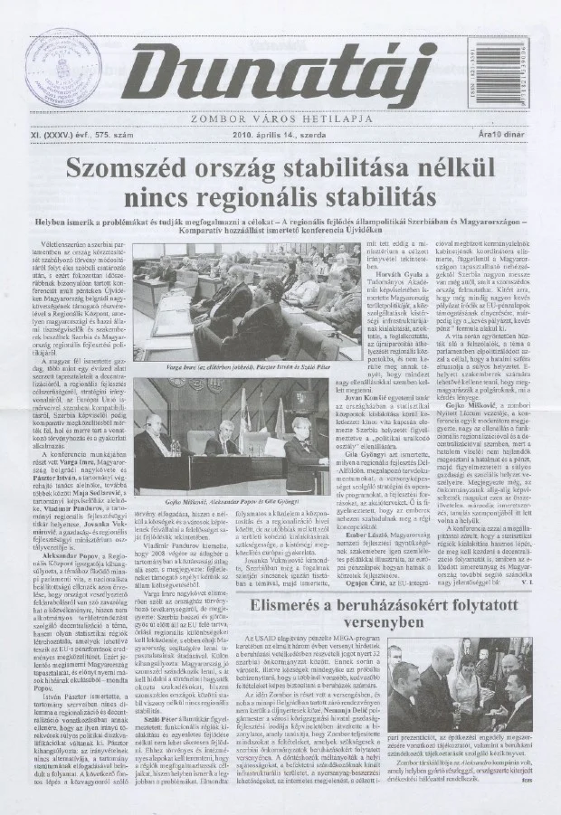 Dunatáj, 12. évf. 2010. április 14. 575. sz.