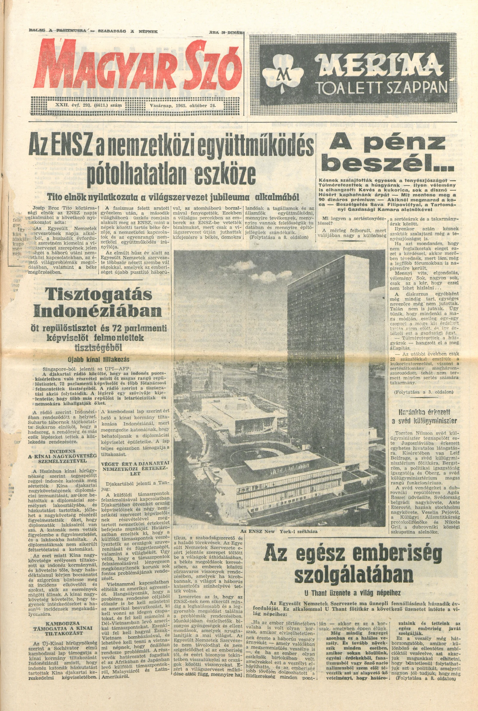 Magyar Szó, 22. évf. 1965. október 24. 293. sz. 1–24. oldal