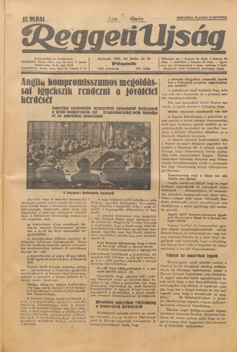 Reggeli Újság, 13. évf. 1932. június 24. 147. sz.