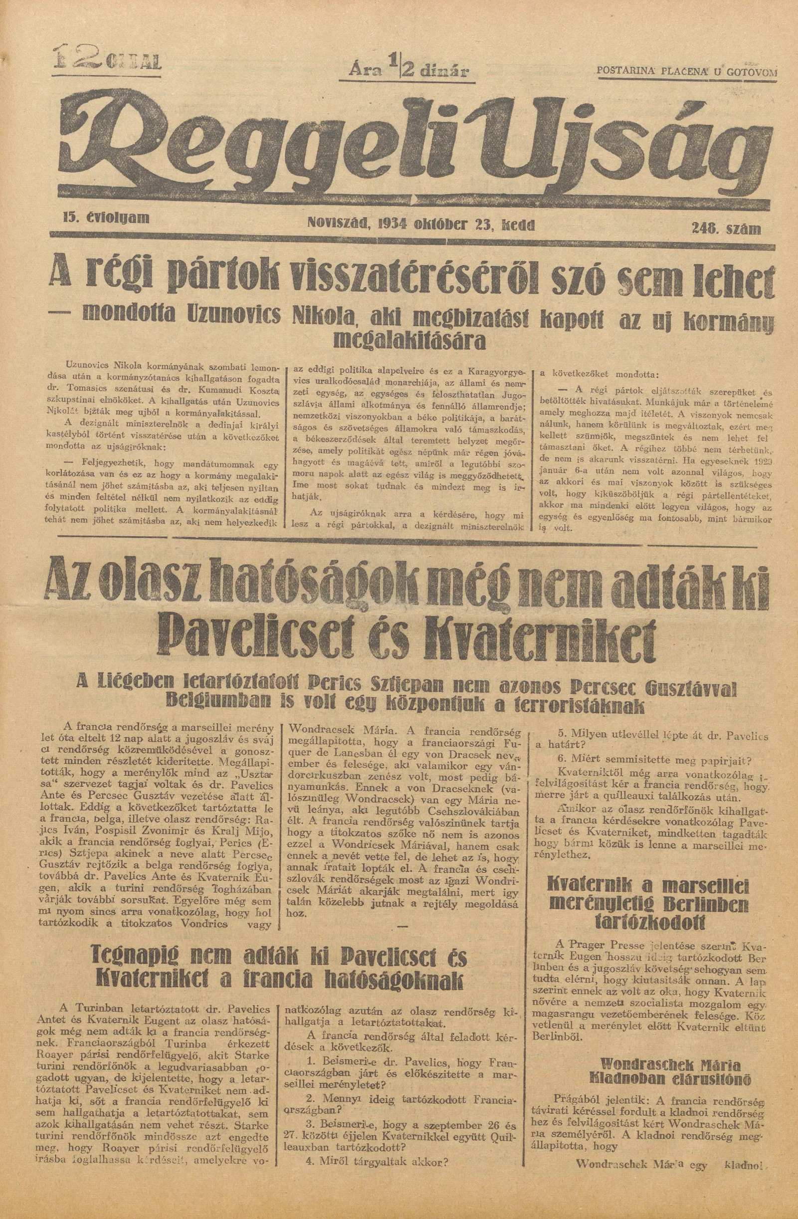 Reggeli Újság, 15. évf. 1934. október 23. 248. sz.