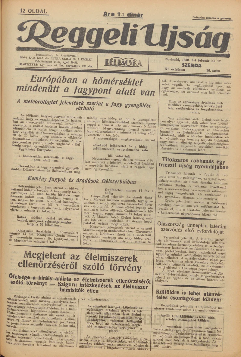 Reggeli Újság, 11. évf. 1930. február 12. 36. sz.