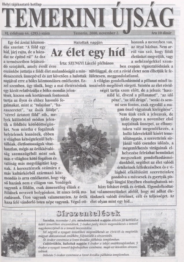 Temerini Újság, 6. évf. 2000. november 2. 44. sz.
