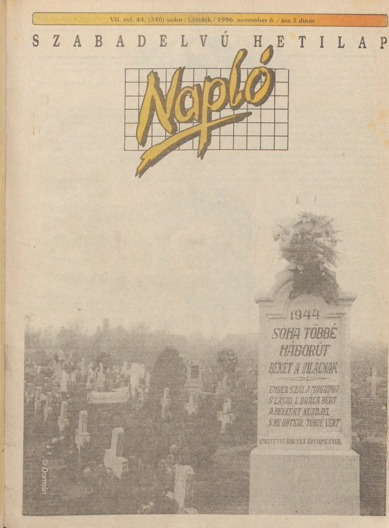 Napló - Szabadelvű hetilap, 7. évf. 1996. november 6. 340. sz.
