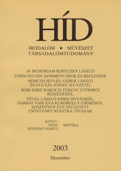 Híd, 67. évf. 2003. december. 12. sz. 1357–1476. oldal