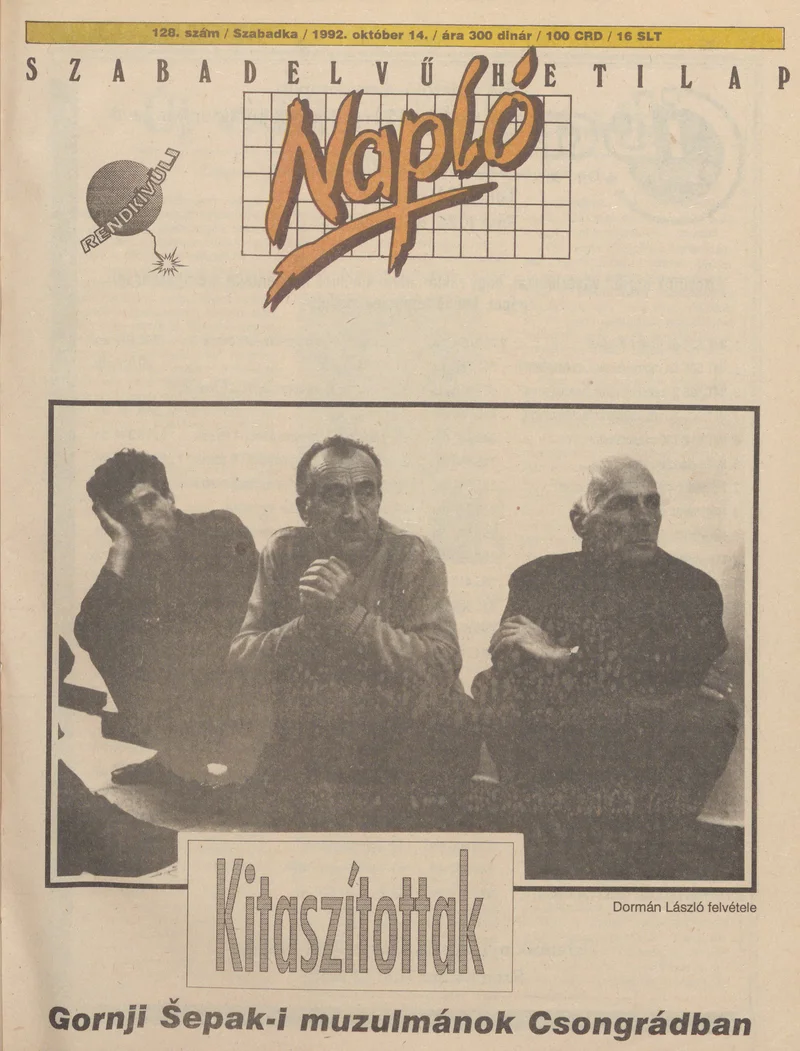 Napló - Szabadelvű hetilap, 3. évf. 1992. október 14. 128. sz.