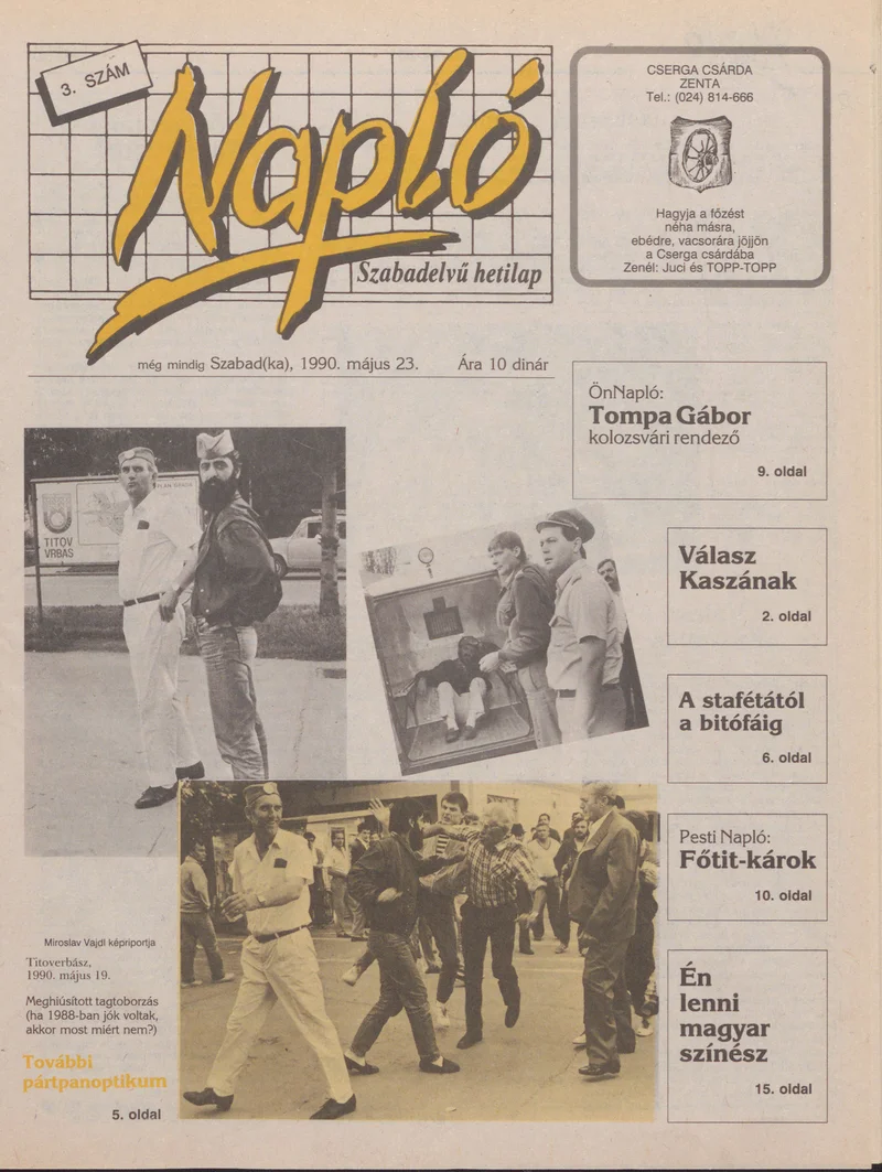 Napló - Szabadelvű hetilap, 1. évf. 1990. május 23. 3. sz.