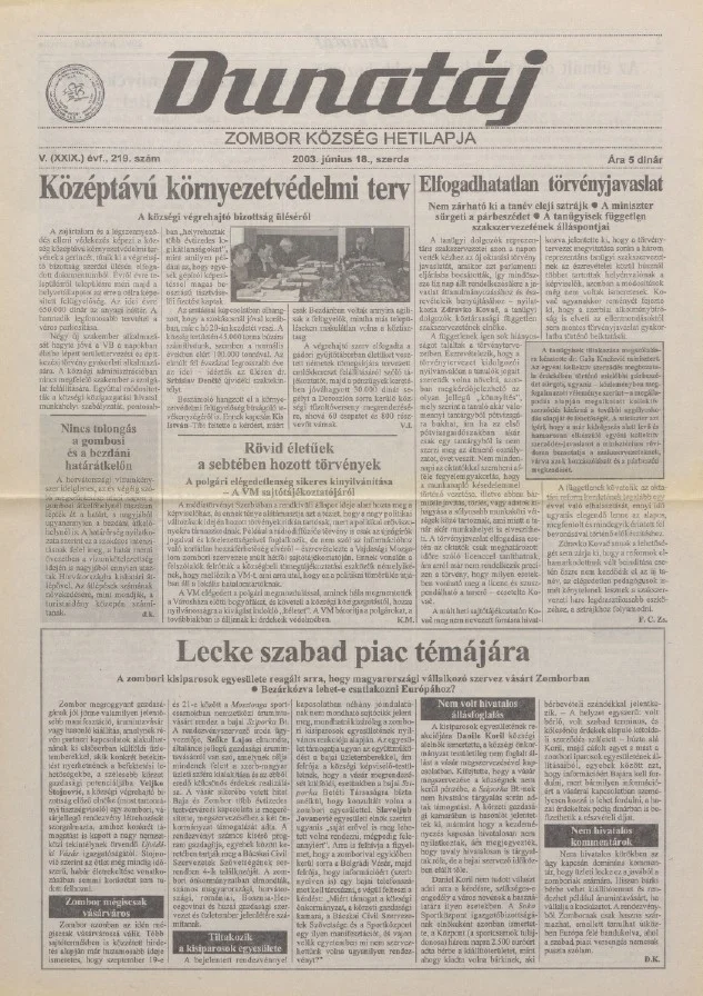 Dunatáj, 5. évf. 2003. június 18. 219. sz.