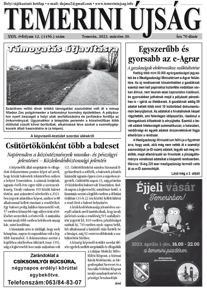 Temerini Újság, 29. évf. 2023. március 30. 12. sz.