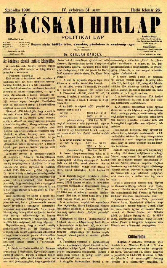 Bácskai Hirlap, 4. évf. 1900. február 26. 31. sz.