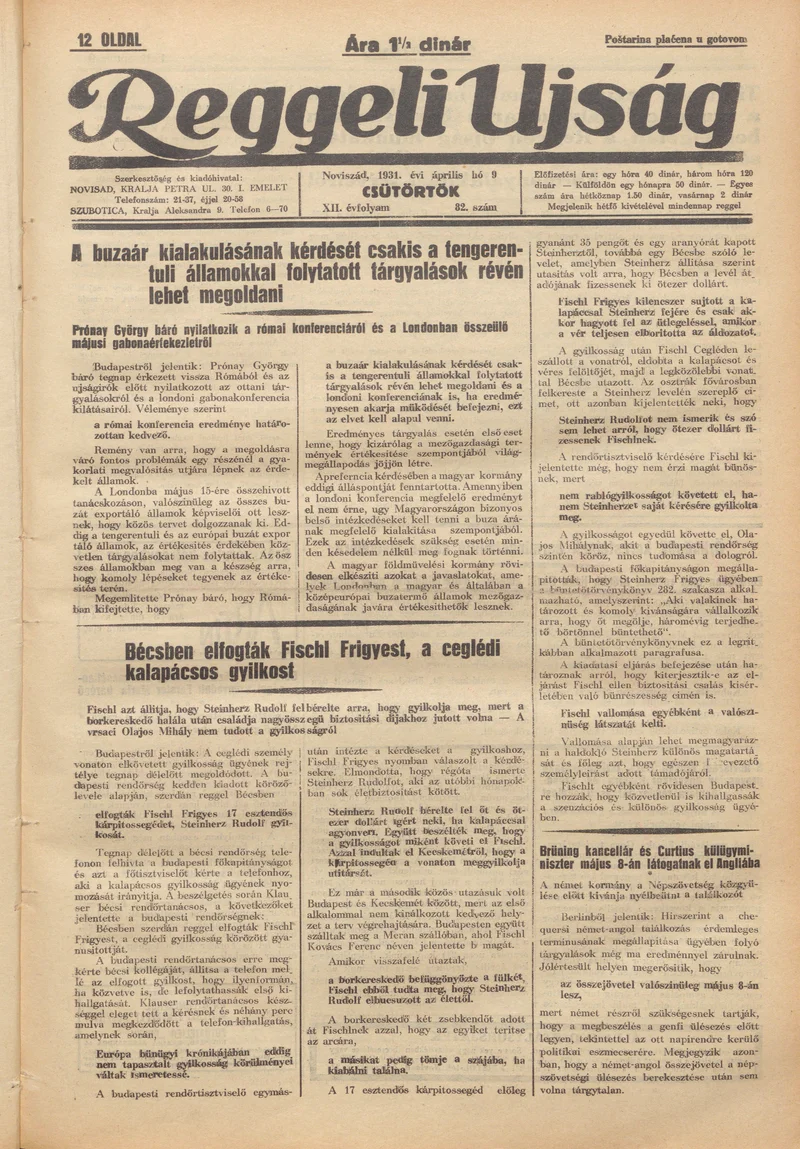Reggeli Újság, 12. évf. 1931. április 9. 82. sz.