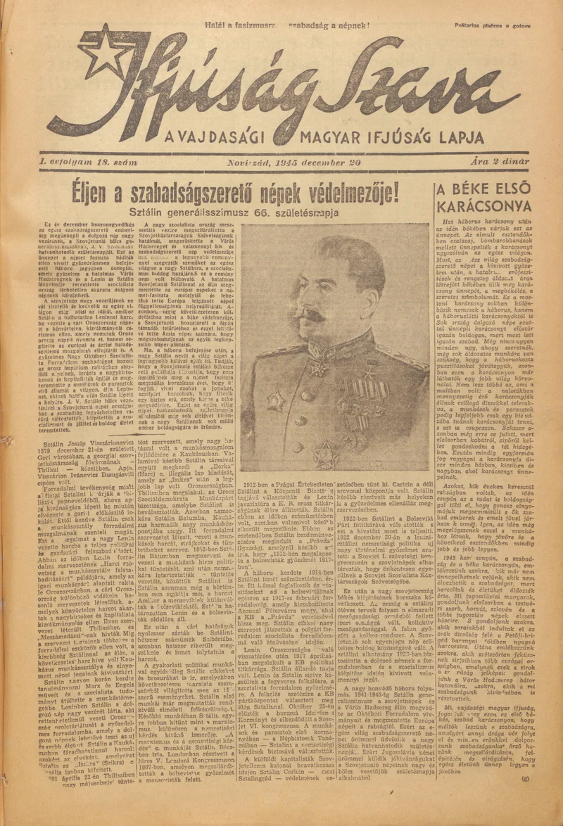 Ifjúság Szava, 1. évf. 1945. december 20. 18. sz.