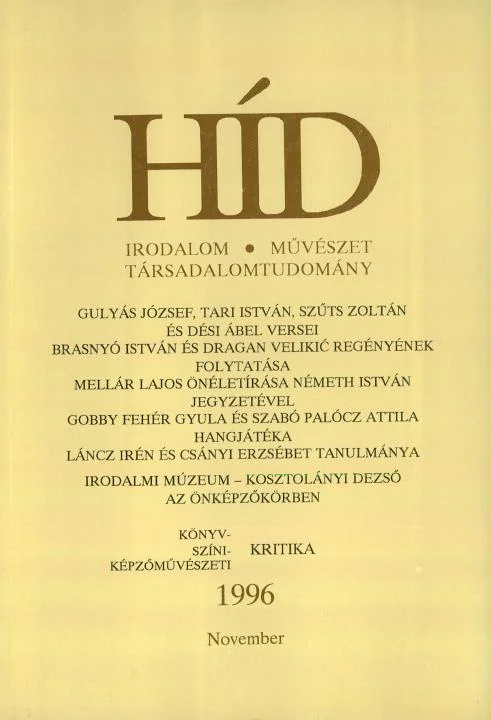 Híd, 60. évf. 1996. november. 11. sz. 833–960. oldal