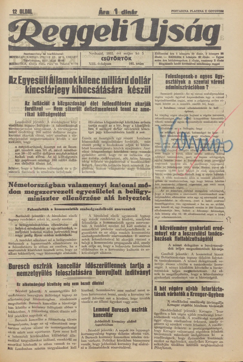 Reggeli Újság, 13. évf. 1932. április 5. 105. sz.