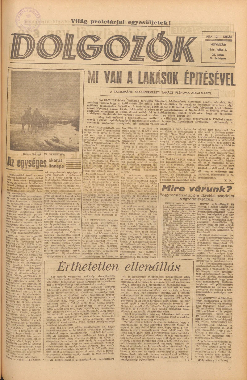 Dolgozók, 10. évf. 1956. július 3. 28. sz.