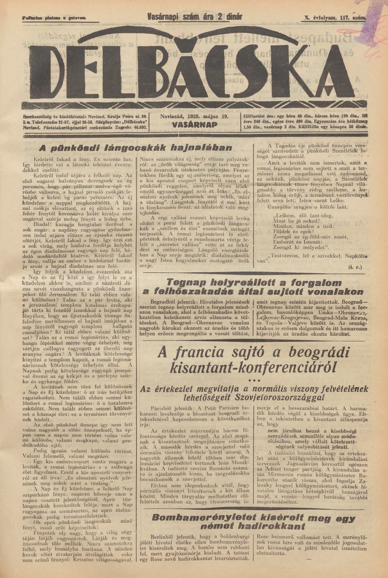 Délbácska, 10. évf. 1929. május 19. 117. sz.