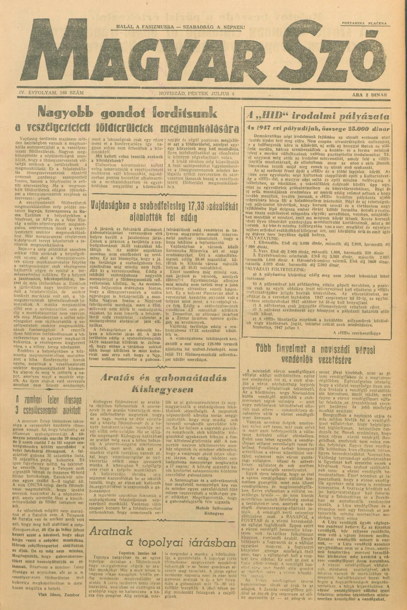 Magyar Szó, 4. évf. 1947. július 4. 165. sz.