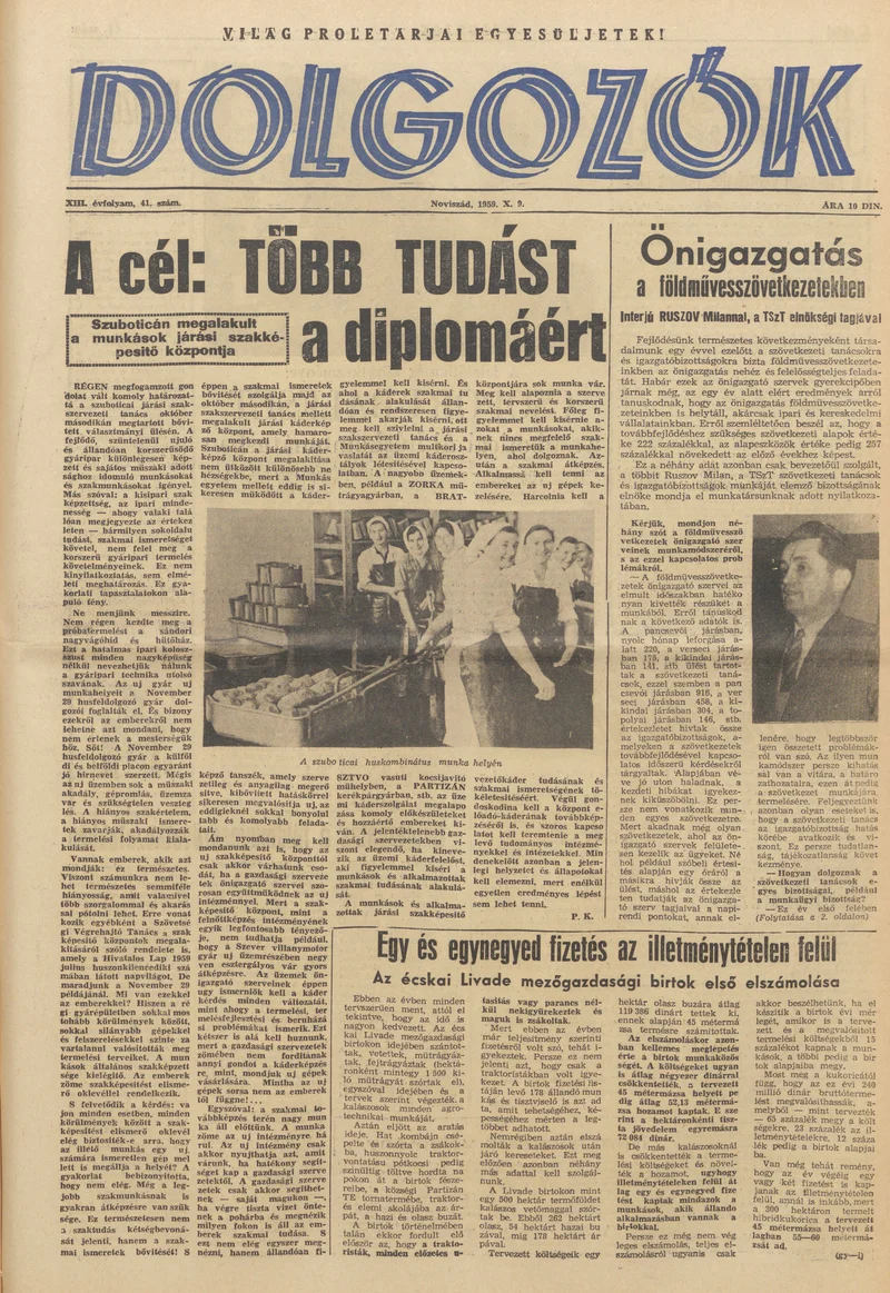 Dolgozók, 13. évf. 1959. október 9. 41. sz.