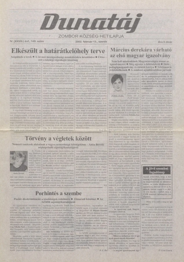 Dunatáj, 4. évf. 2002. február 13. 149. sz.
