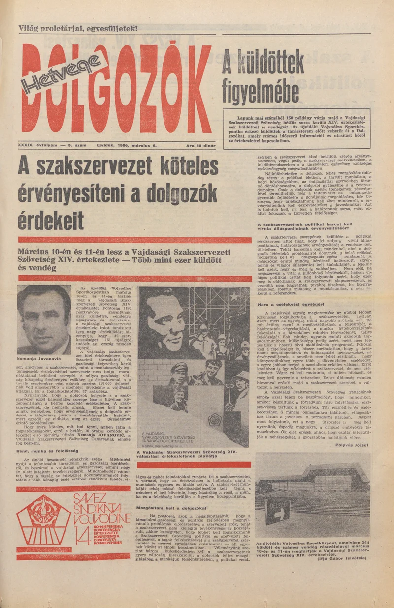 Dolgozók, 40. évf. 1986. március 6. 9. sz.