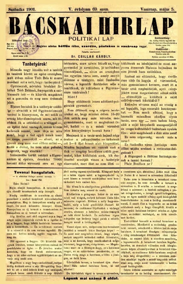 Bácskai Hirlap, 5. évf. 1901. május 5. 69. sz.