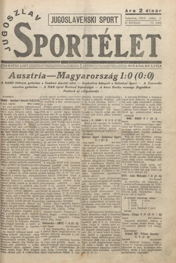 Jugoszláv sportélet, 2. évf. 1923. május 7. 15. sz.