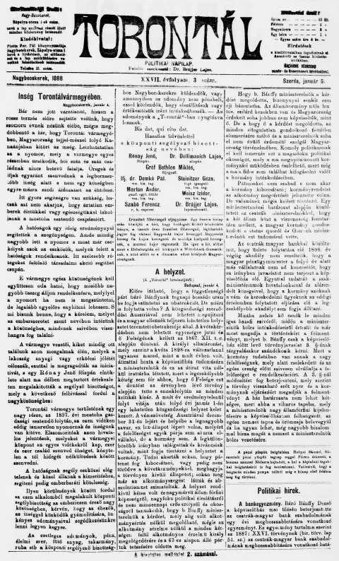 Torontál, 27. évf. 1898. január 5. 3. sz.