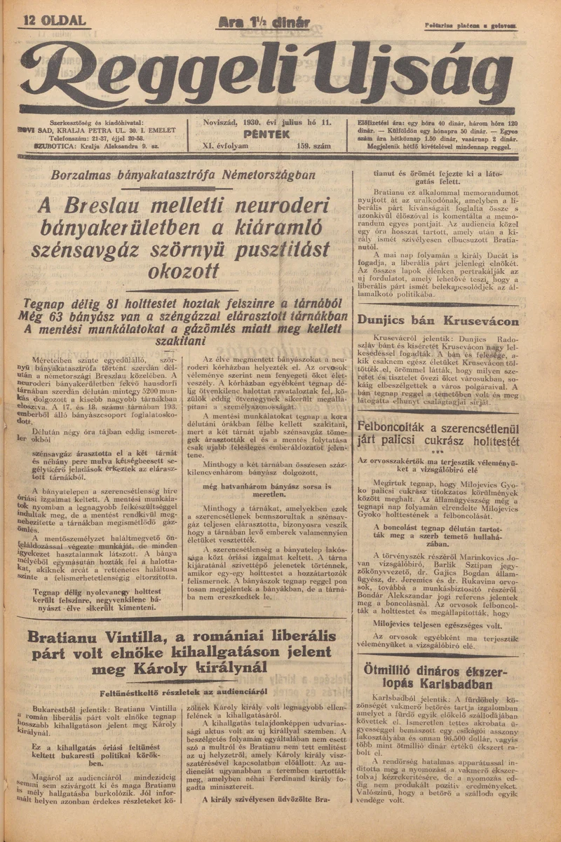 Reggeli Újság, 11. évf. 1930. július 11. 159. sz.