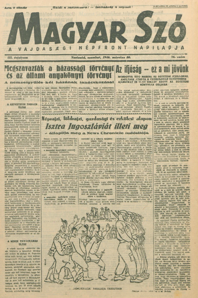 Magyar Szó, 3. évf. 1946. március 30. 76. sz. 1–6. oldal