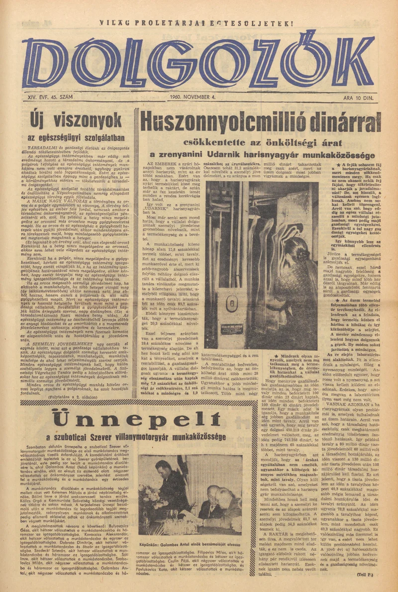 Dolgozók, 14. évf. 1960. november 4. 45. sz.