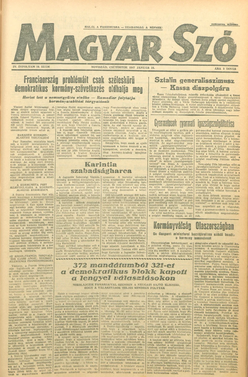 Magyar Szó, 4. évf. 1947. január 23. 19. sz. 1–6. oldal