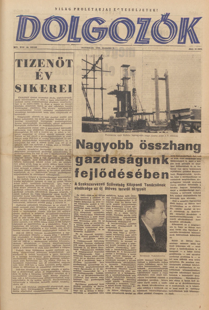 Dolgozók, 14. évf. 1960. december 9. 50. sz.