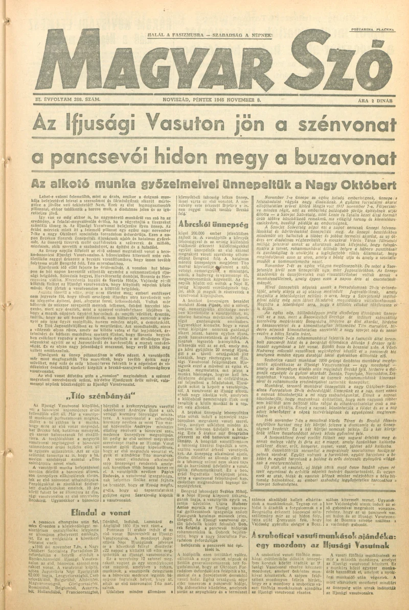 Magyar Szó, 3. évf. 1946. november 8. 266. sz. 1–6. oldal
