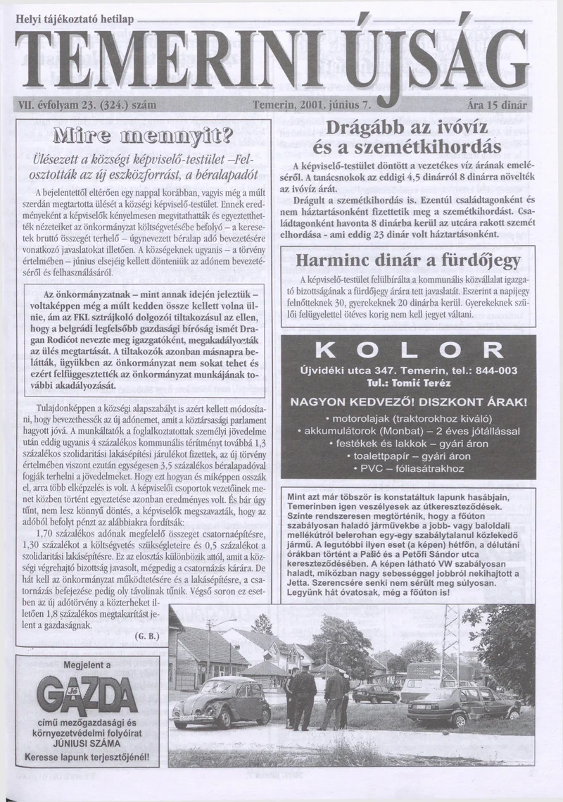 Temerini Újság, 7. évf. 2001. június 7. 23. sz.