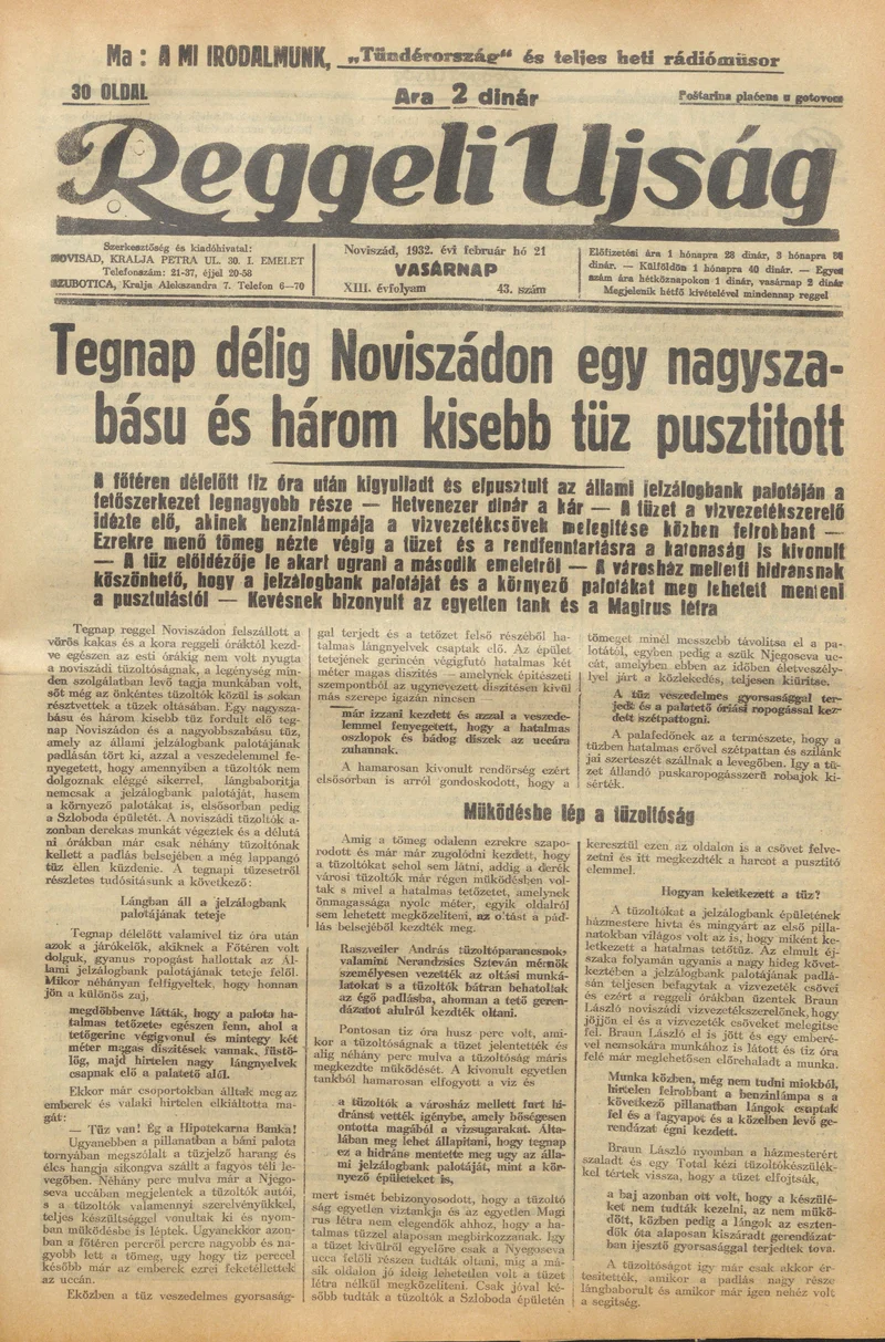 Reggeli Újság, 13. évf. 1932. február 21. 43. sz.