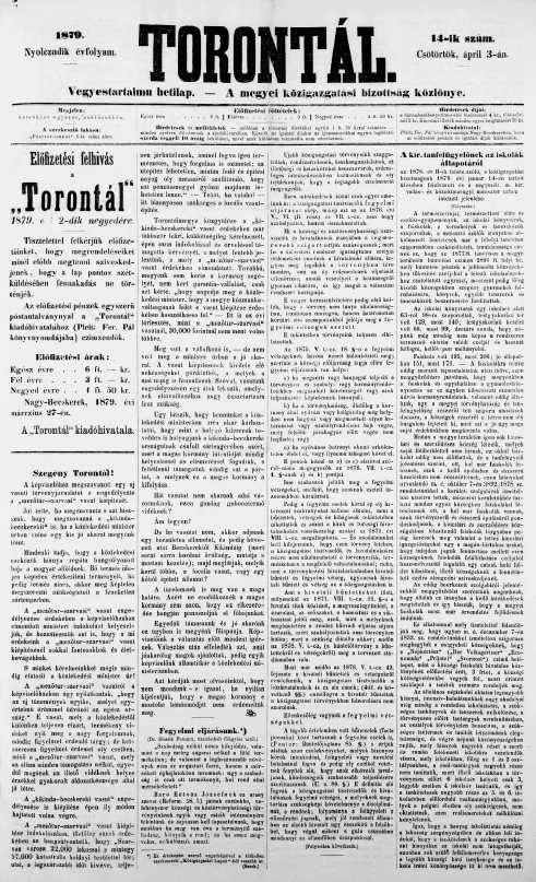 Torontál, 8. évf. 1879. április 3. 14. sz.