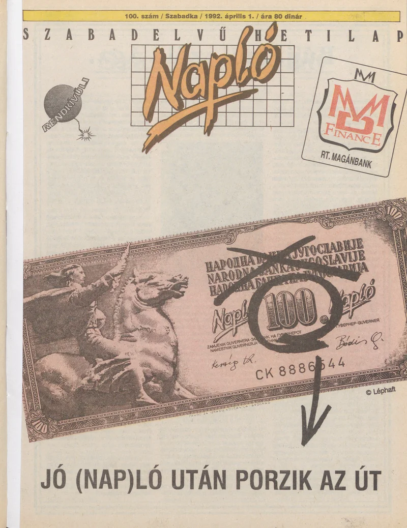 Napló - Szabadelvű hetilap, 3. évf. 1992. április 1. 100. sz.