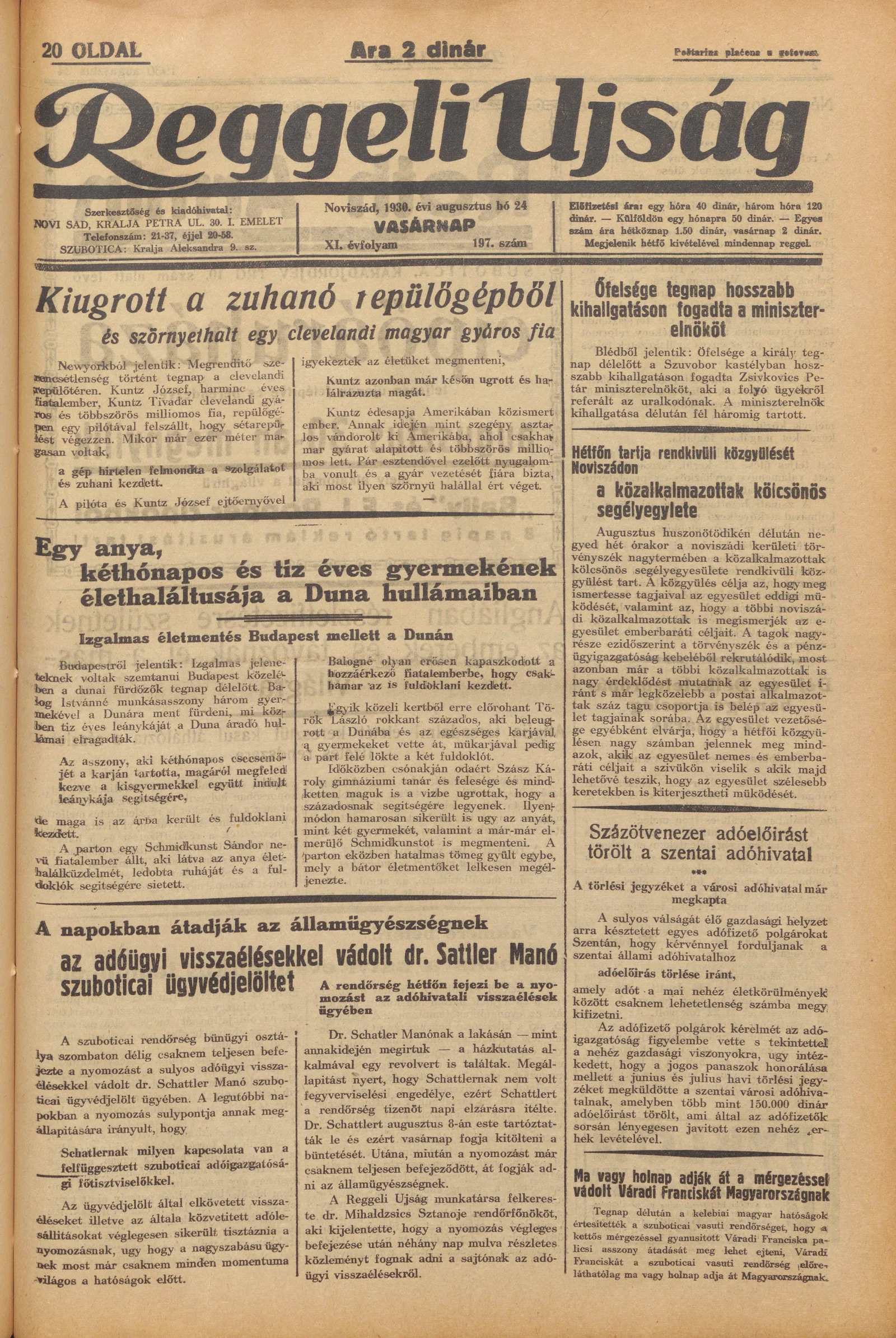 Reggeli Újság, 11. évf. 1930. augusztus 24. 197. sz.