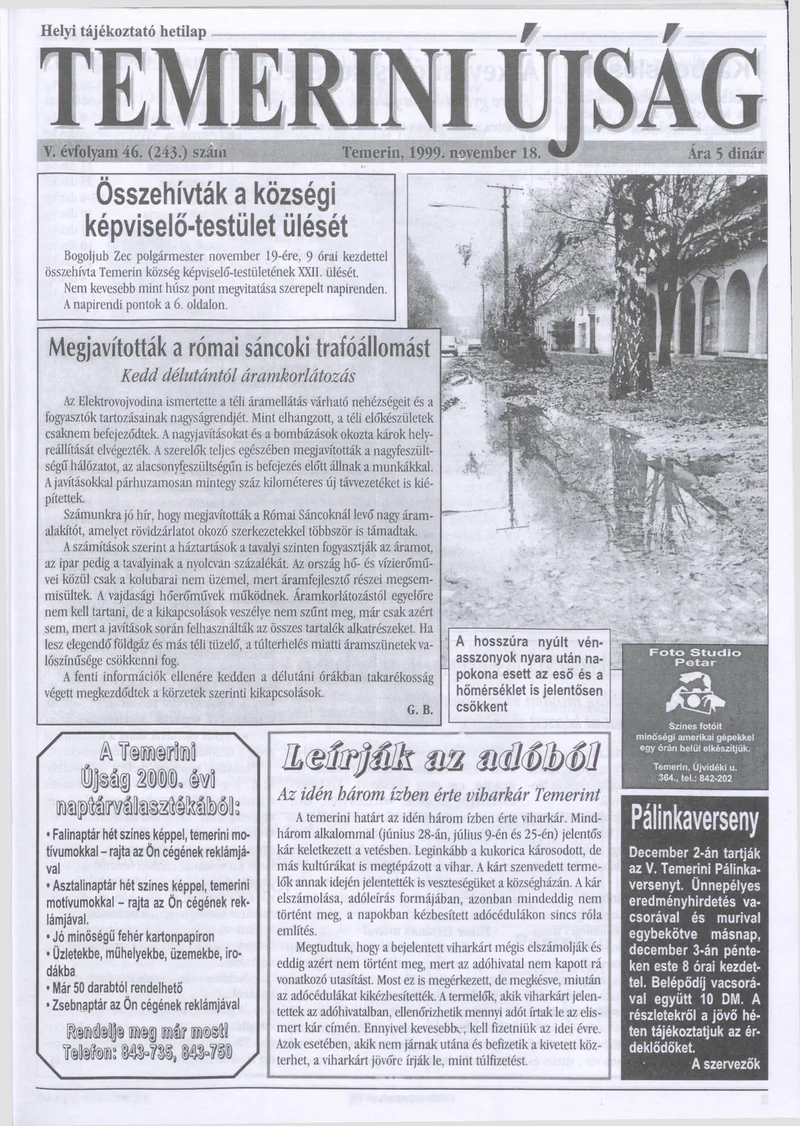 Temerini Újság, 5. évf. 1999. november 18. 46. sz.