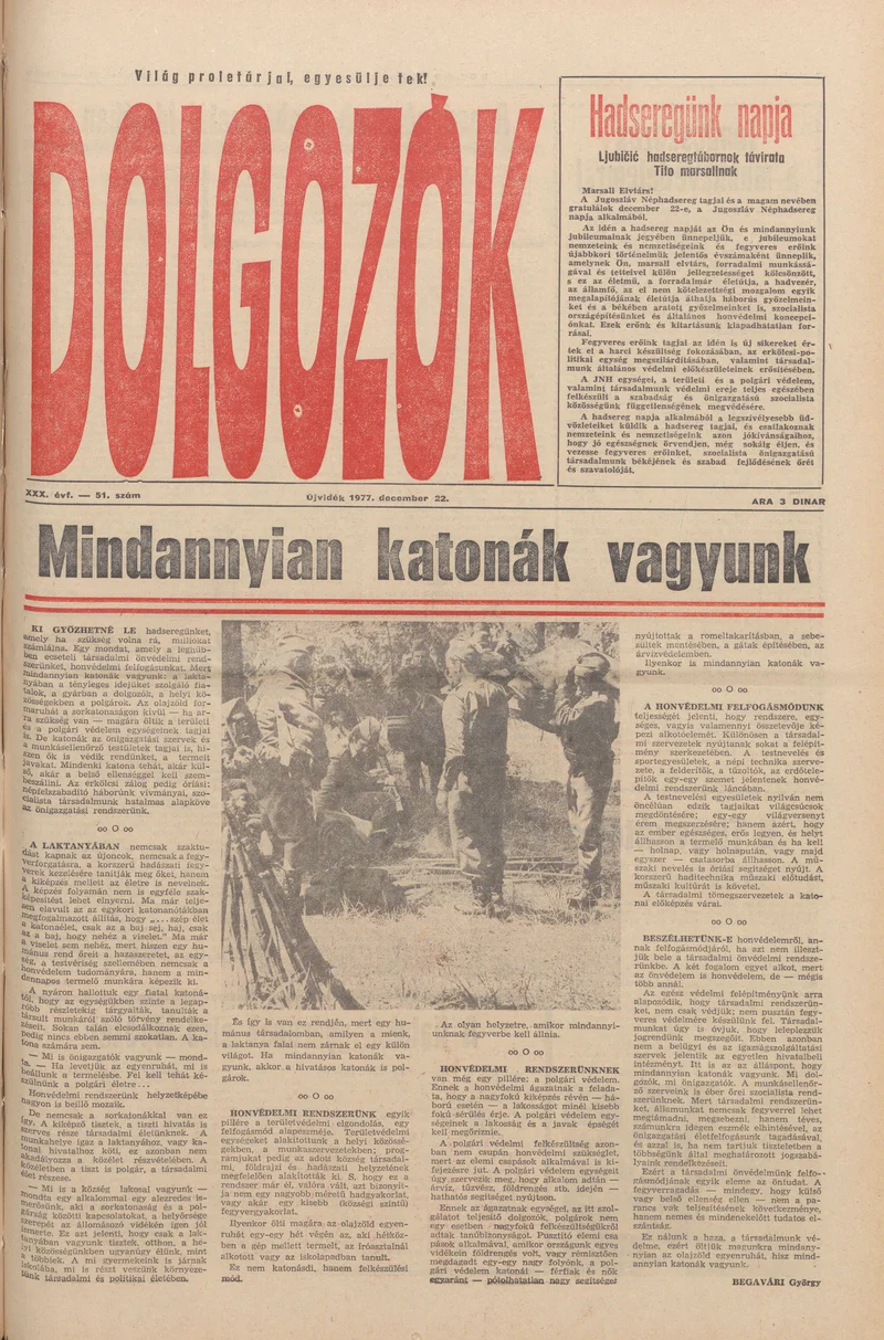Dolgozók, 31. évf. 1977. december 22. 51. sz.