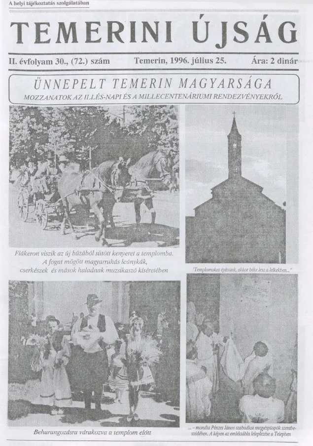 Temerini Újság, 2. évf. 1996. július 25. 30. sz.