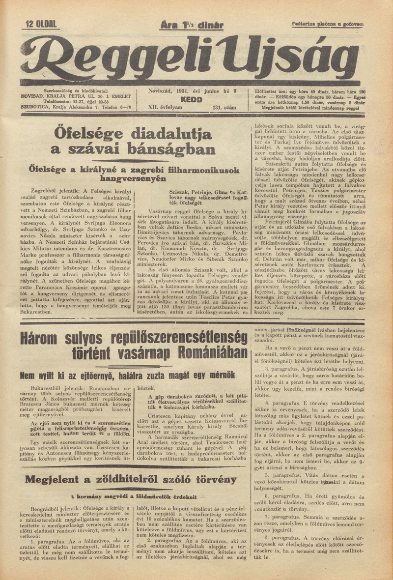 Reggeli Újság, 12. évf. 1931. június 9. 131. sz.