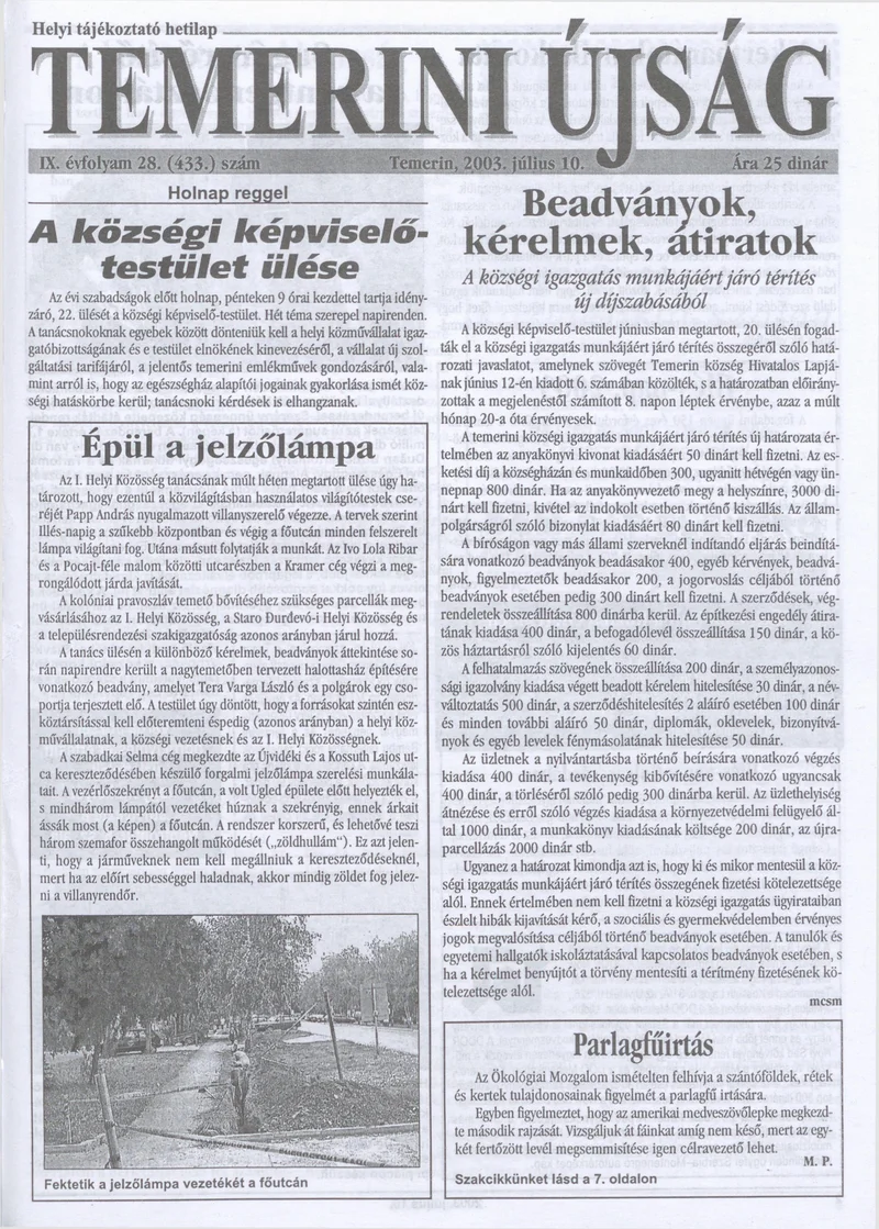 Temerini Újság, 9. évf. 2003. július 10. 28. sz.