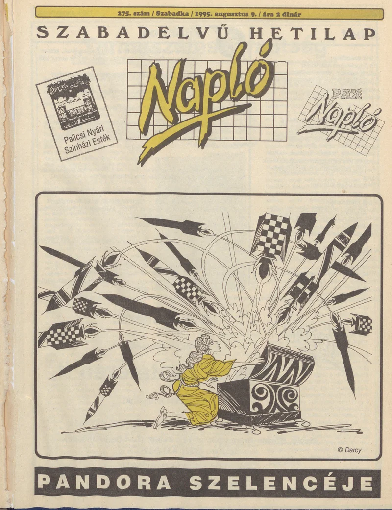 Napló - Szabadelvű hetilap, 6. évf. 1995. augusztus 9. 275. sz.