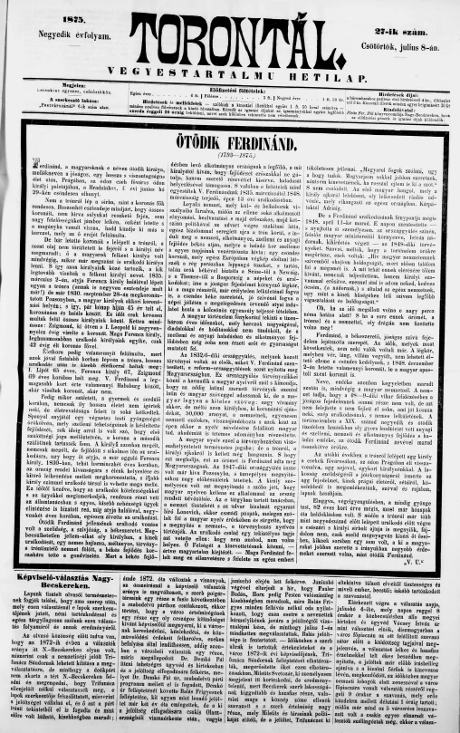 Torontál, 4. évf. 1875. július 8. 27. sz.