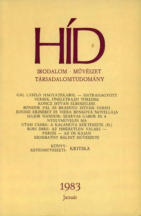Híd, 47. évf. 1983. január. 1. sz. 1–132. oldal